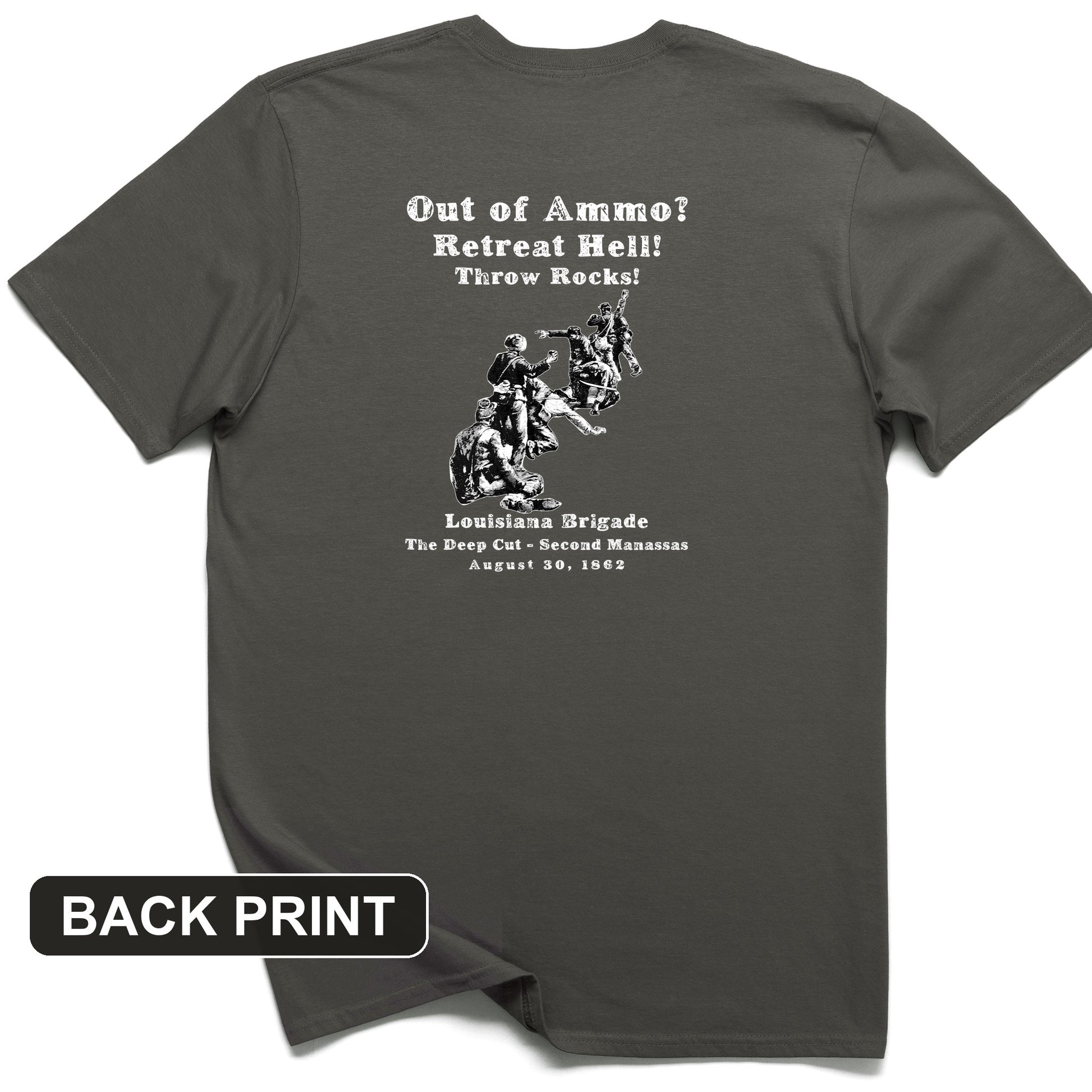 Out Of Ammo Throw Rocks Back Print T-Shirt
