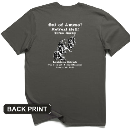 Out Of Ammo Throw Rocks Back Print T-Shirt