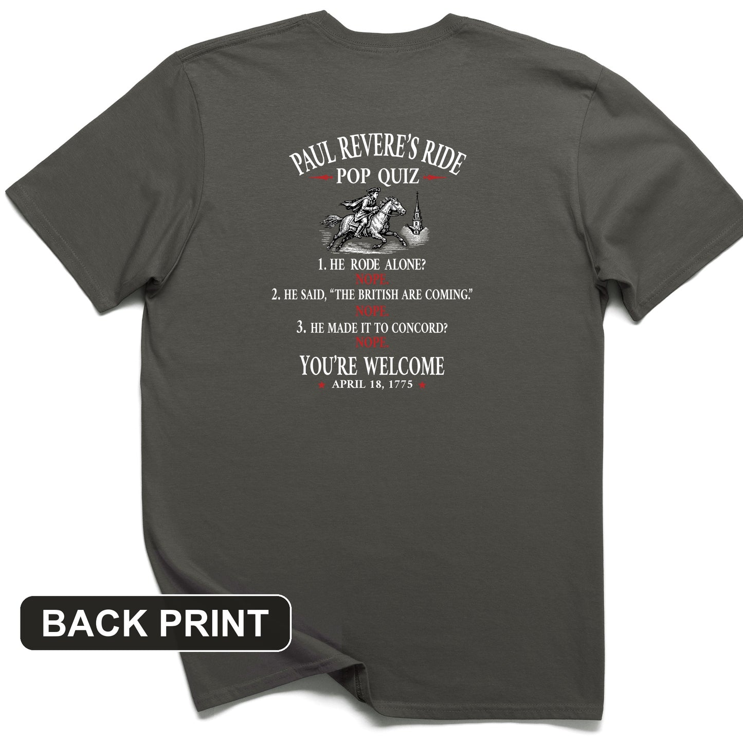 Paul Revere Quiz Back Print T-Shirt