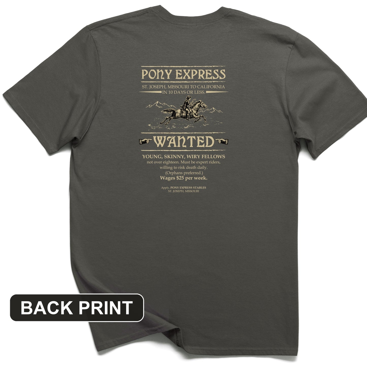 Pony Express Poster Back Print T-Shirt