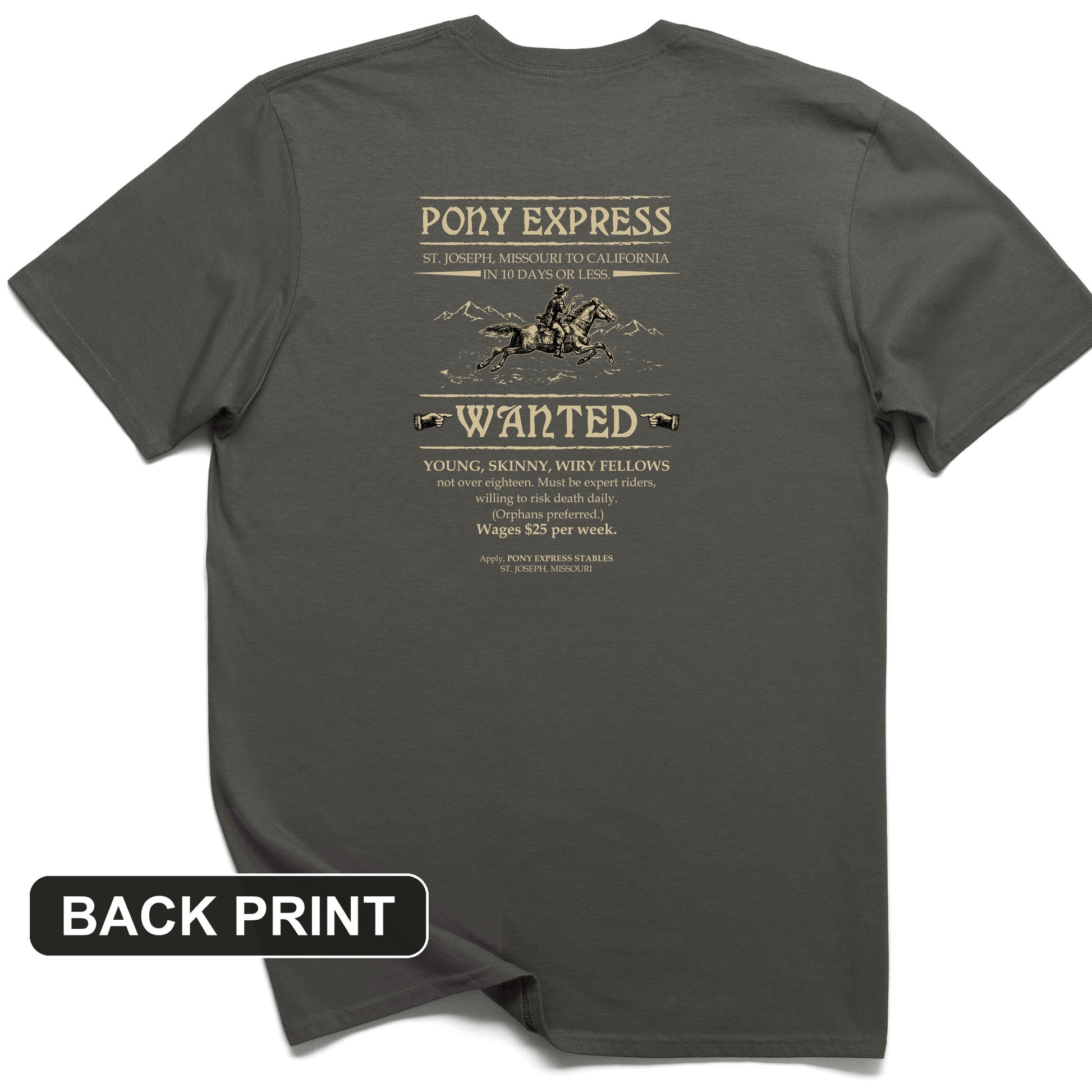 Pony Express Poster Back Print T-Shirt