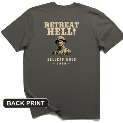 Retreat Hell Bust Back Print T-Shirt