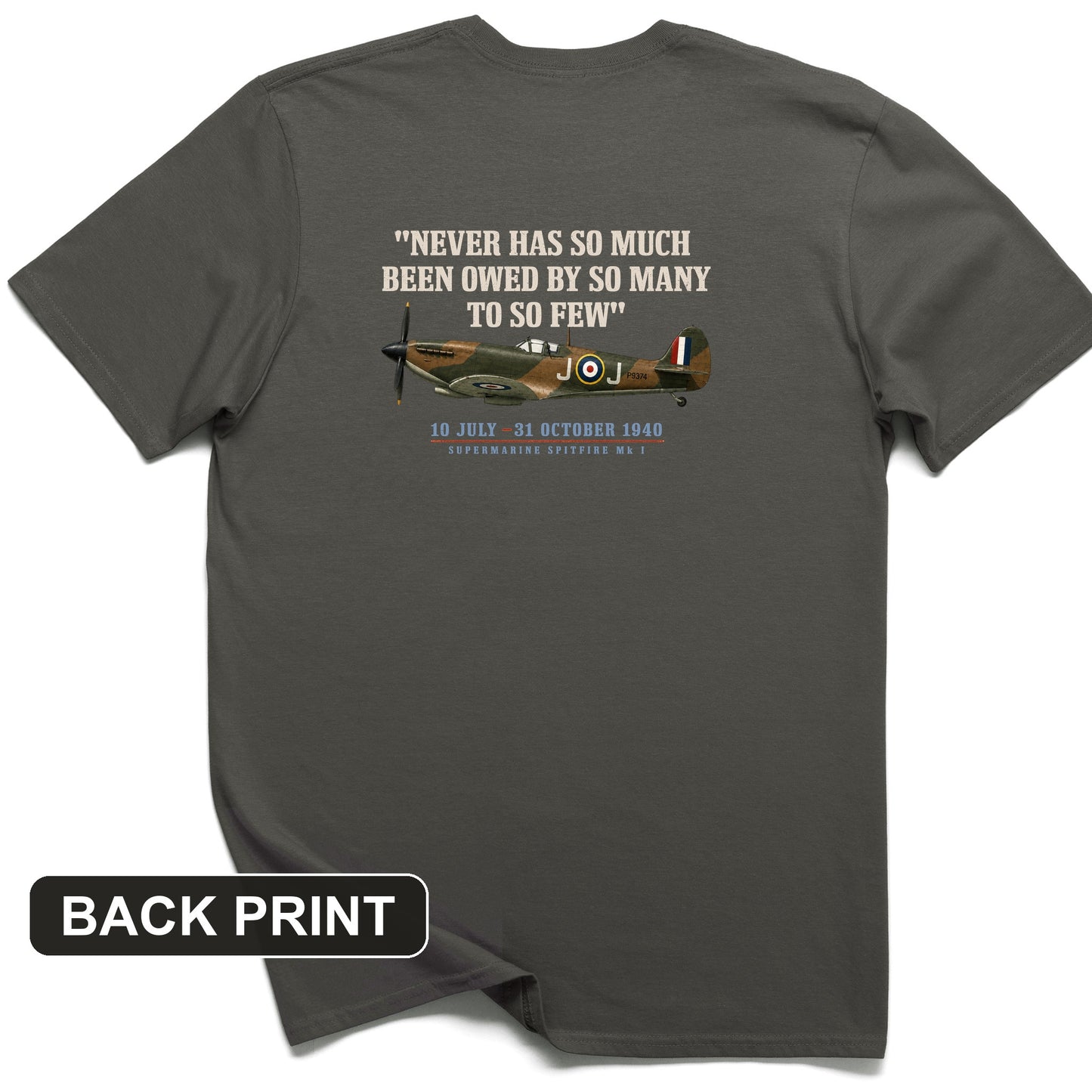Spitfire So Few Quote Back Print T-Shirt