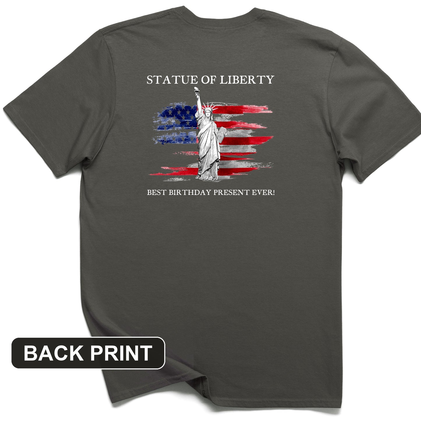 Statue Of Liberty Back Print T-Shirt