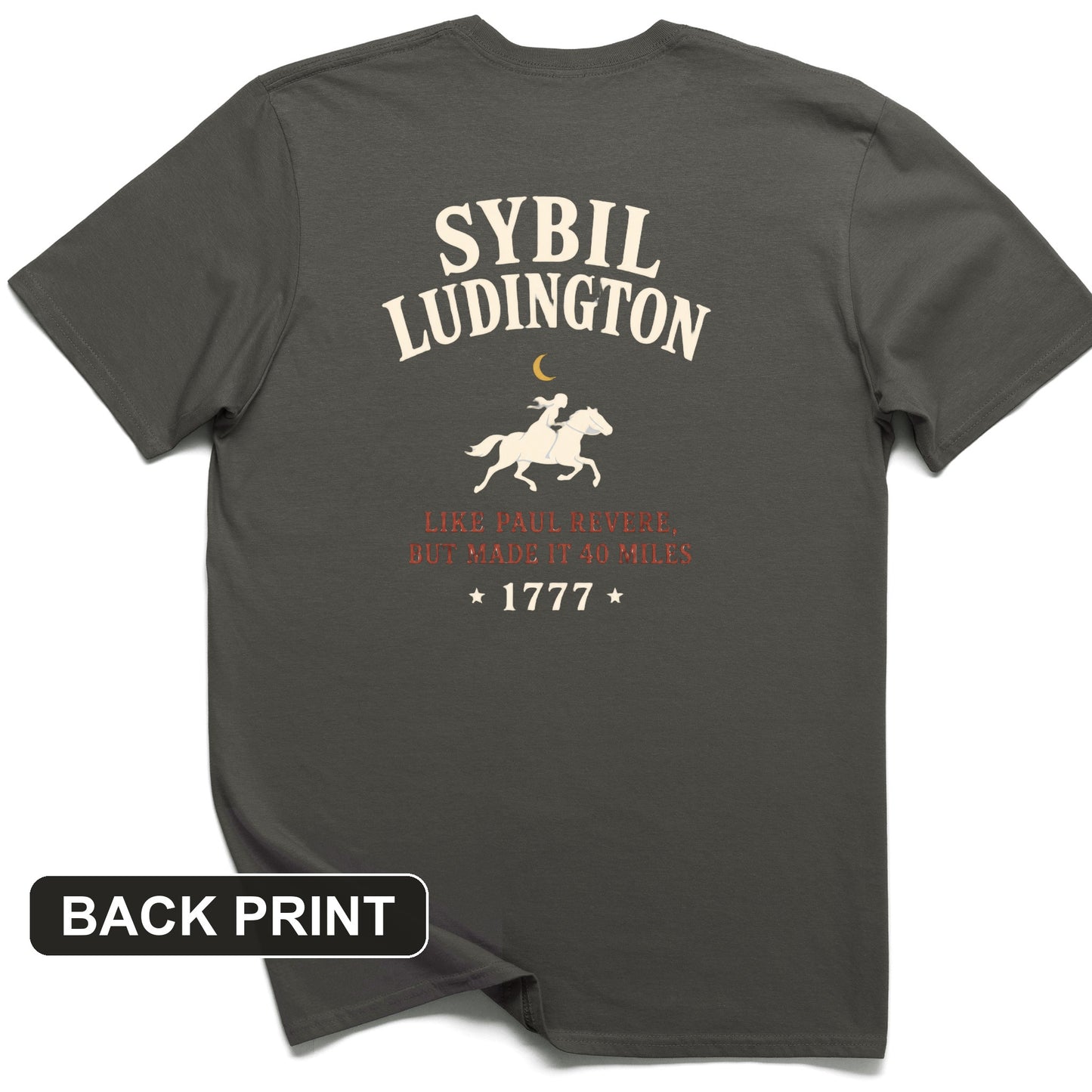 Sybil Ludington Back Print T-Shirt