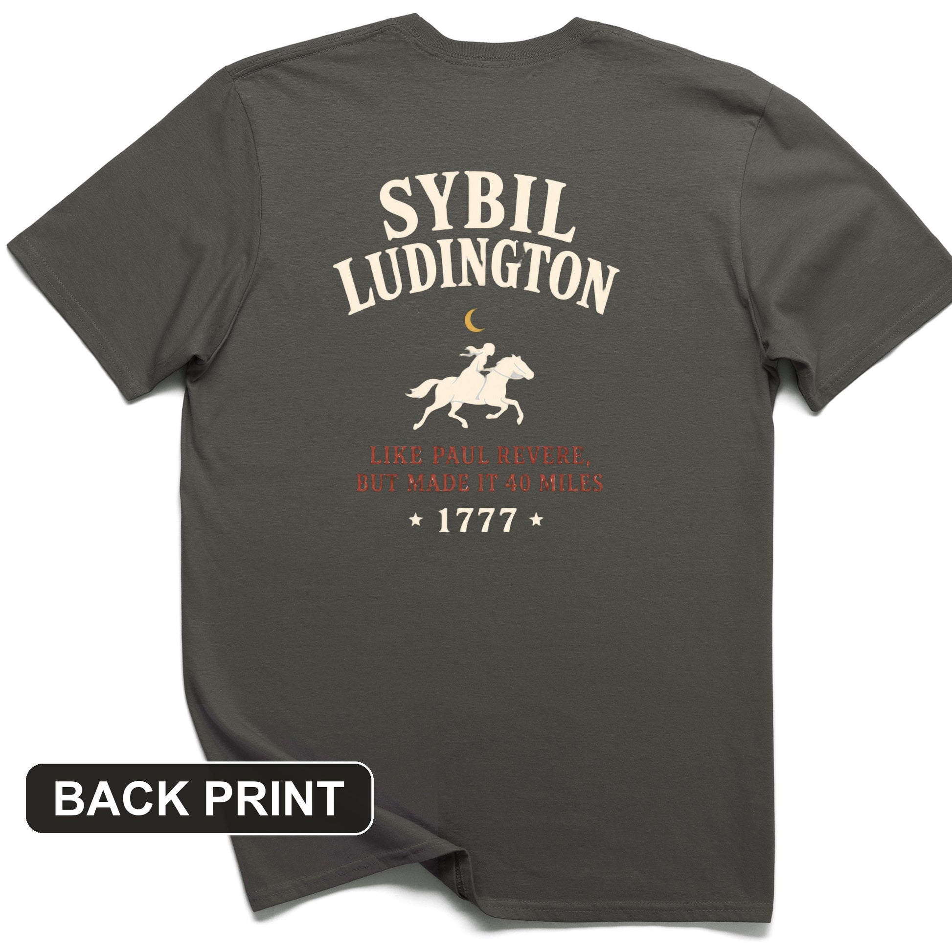 Sybil Ludington Back Print T-Shirt