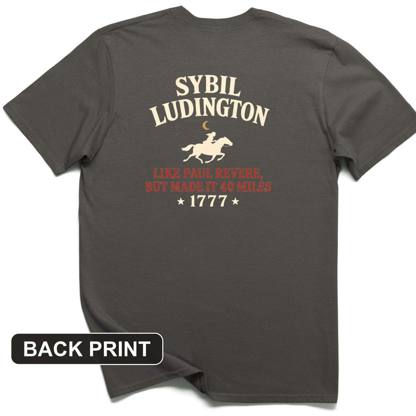 Sybil Ludington Back Print T-Shirt