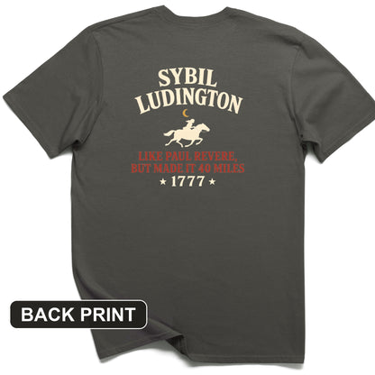 Sybil Ludington Back Print T-Shirt