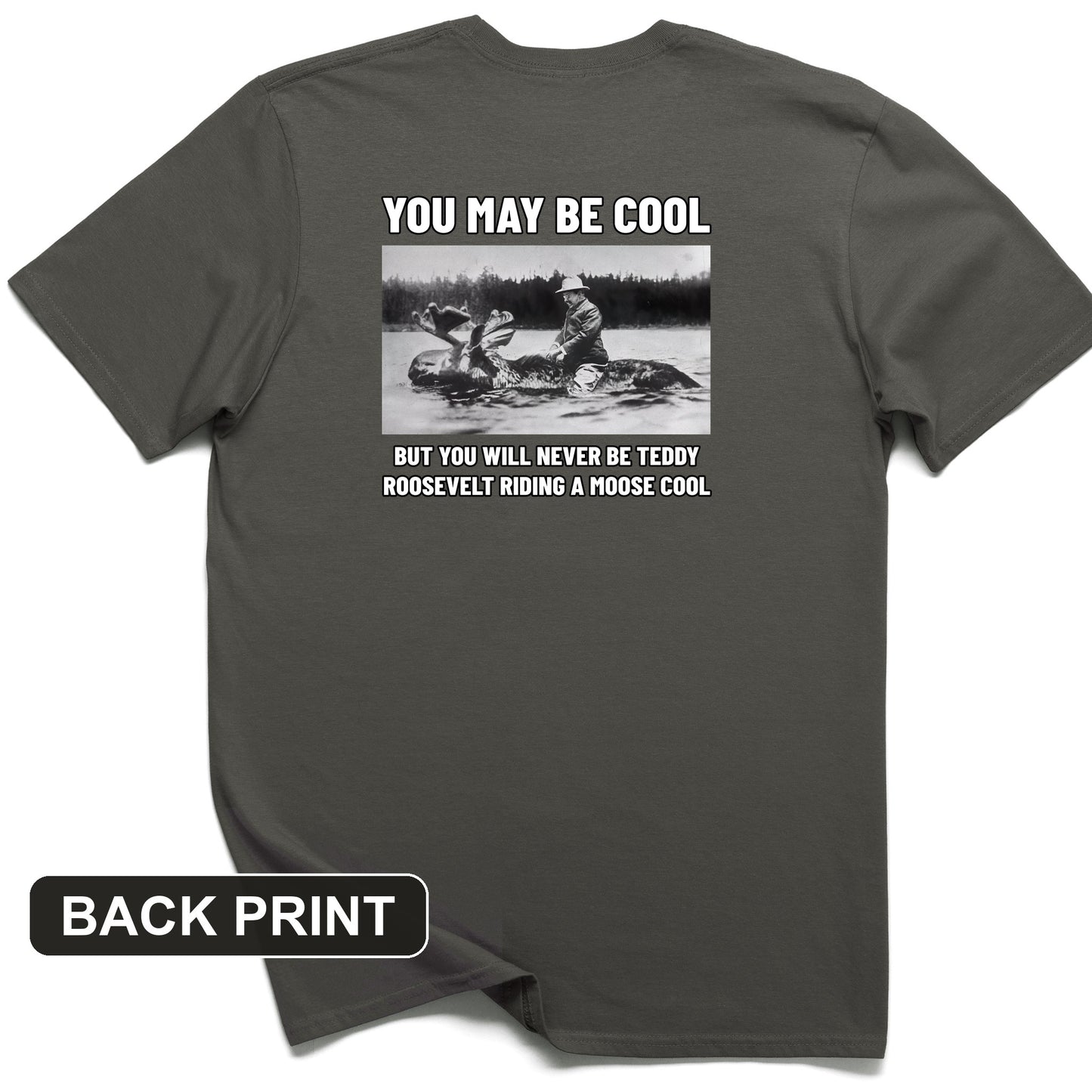 Teddy Riding Moose Back Print T-Shirt