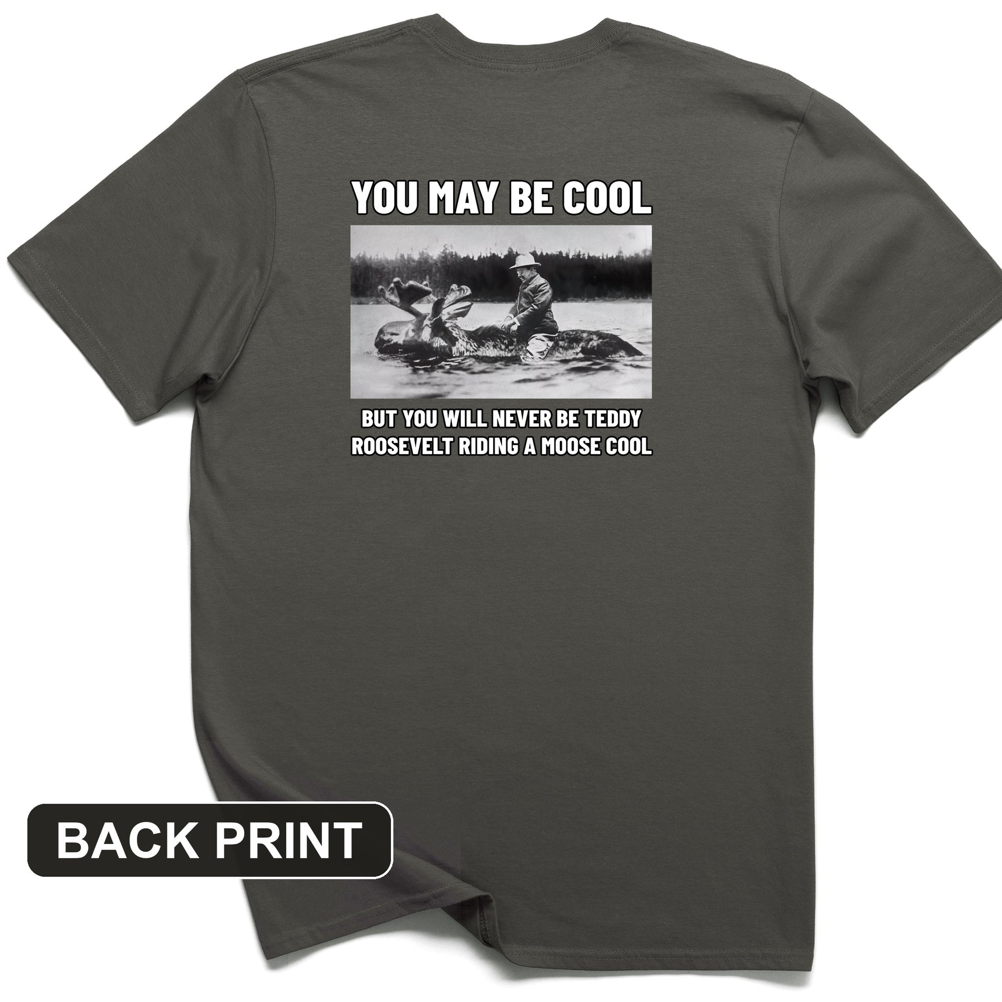 Teddy Riding Moose Back Print T-Shirt