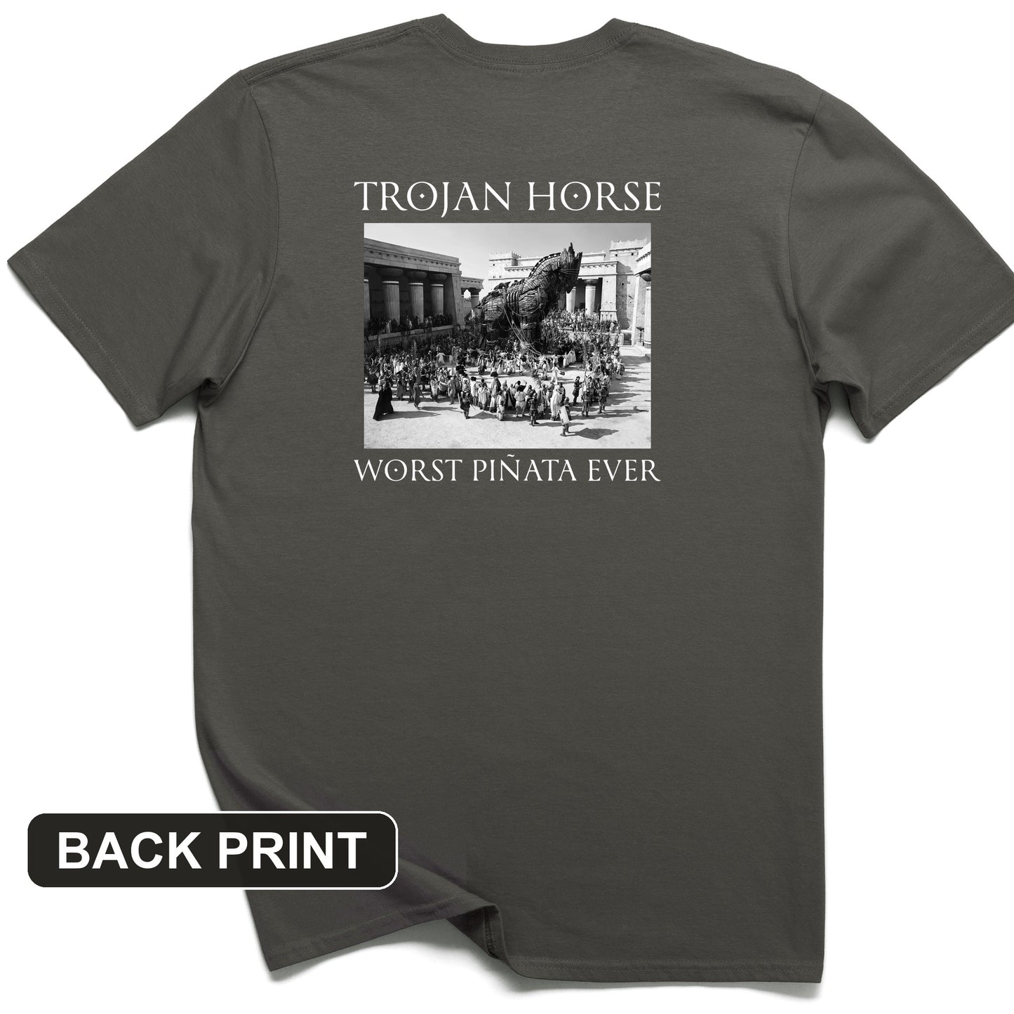 Trojan Horse Pinata Back Print T-Shirt