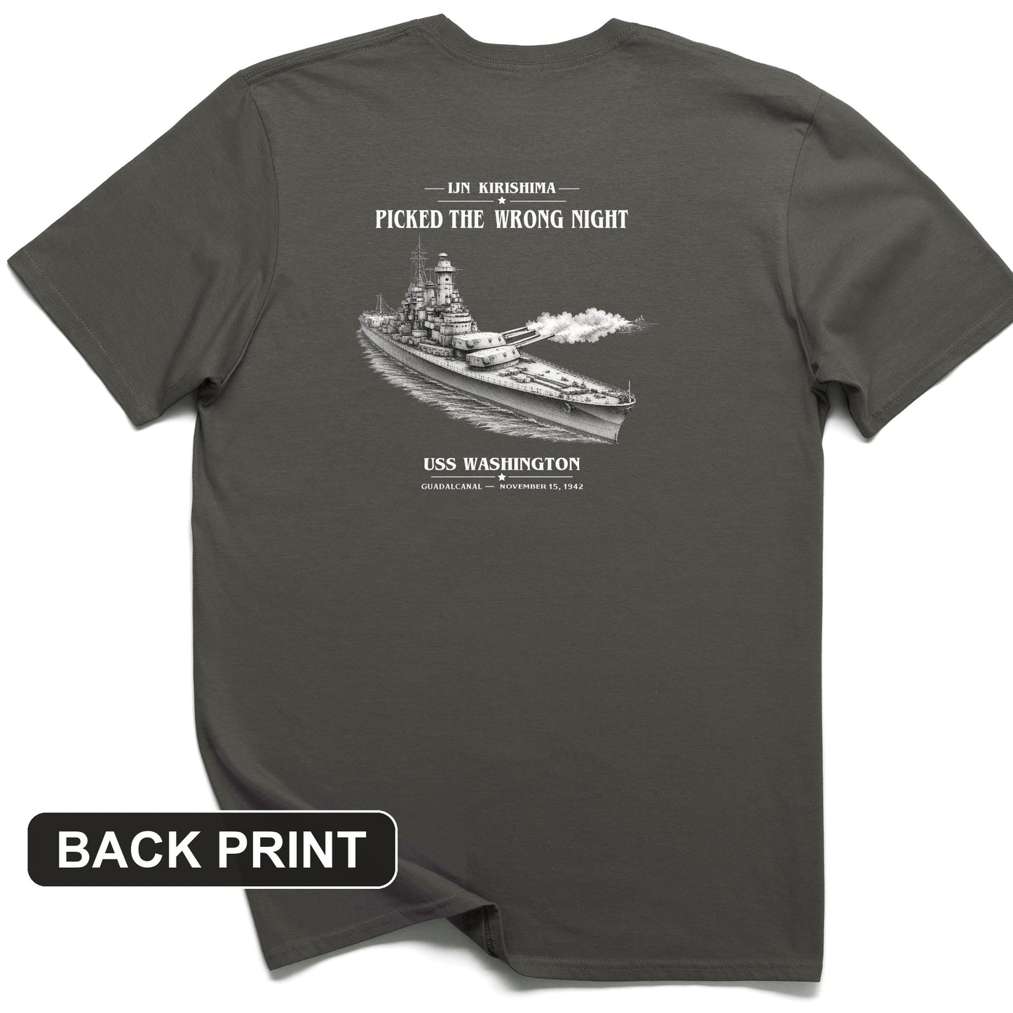 USS Washington at Guadalcanal Back Print T-Shirt
