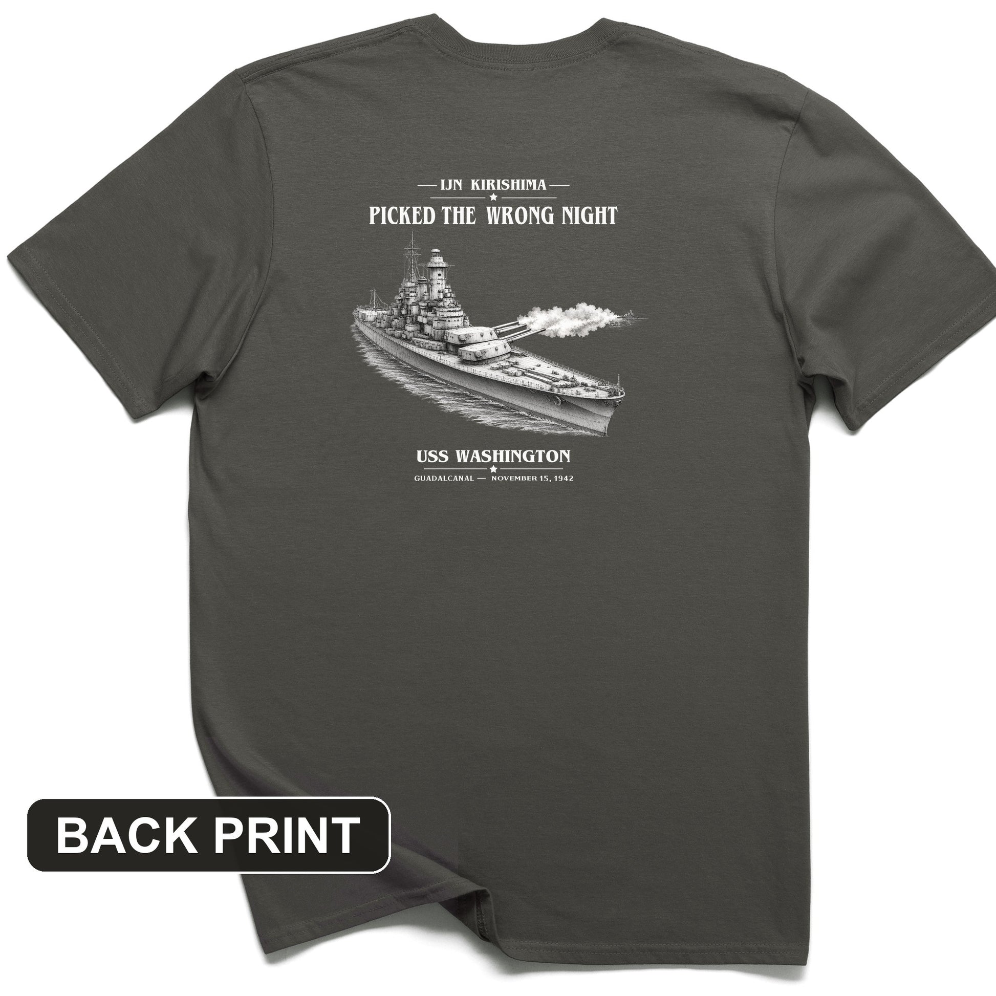 USS Washington at Guadalcanal Back Print T-Shirt