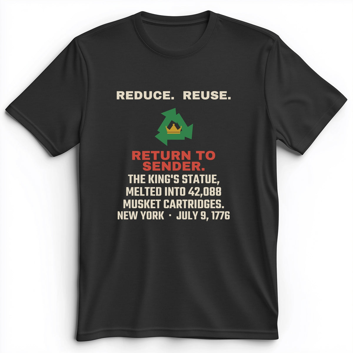 Return To Sender King's Statue 1776 Premium Tee