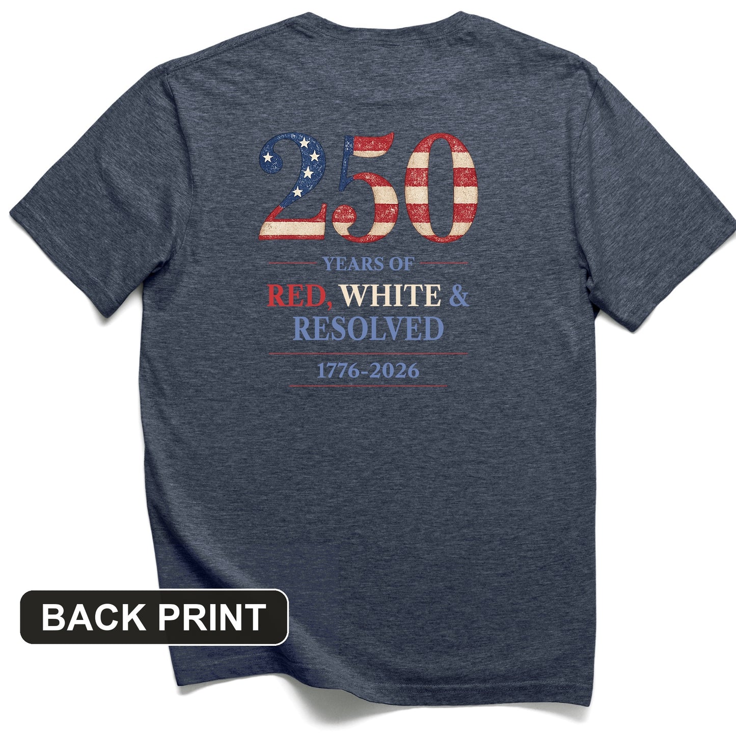 250 Red White and Resolved Back Print T-Shirt