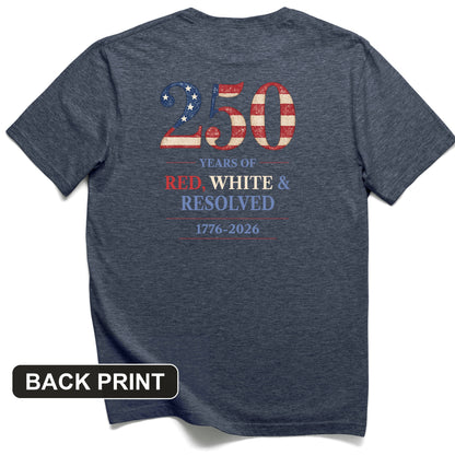 250 Red White and Resolved Back Print T-Shirt