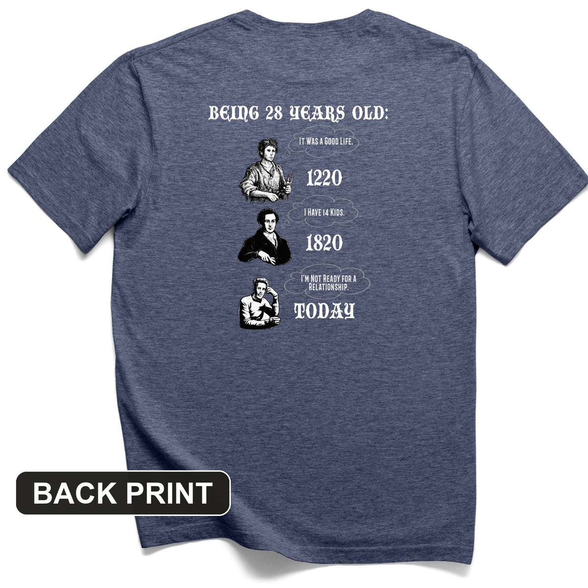 Being 28 Today Back Print T-Shirt