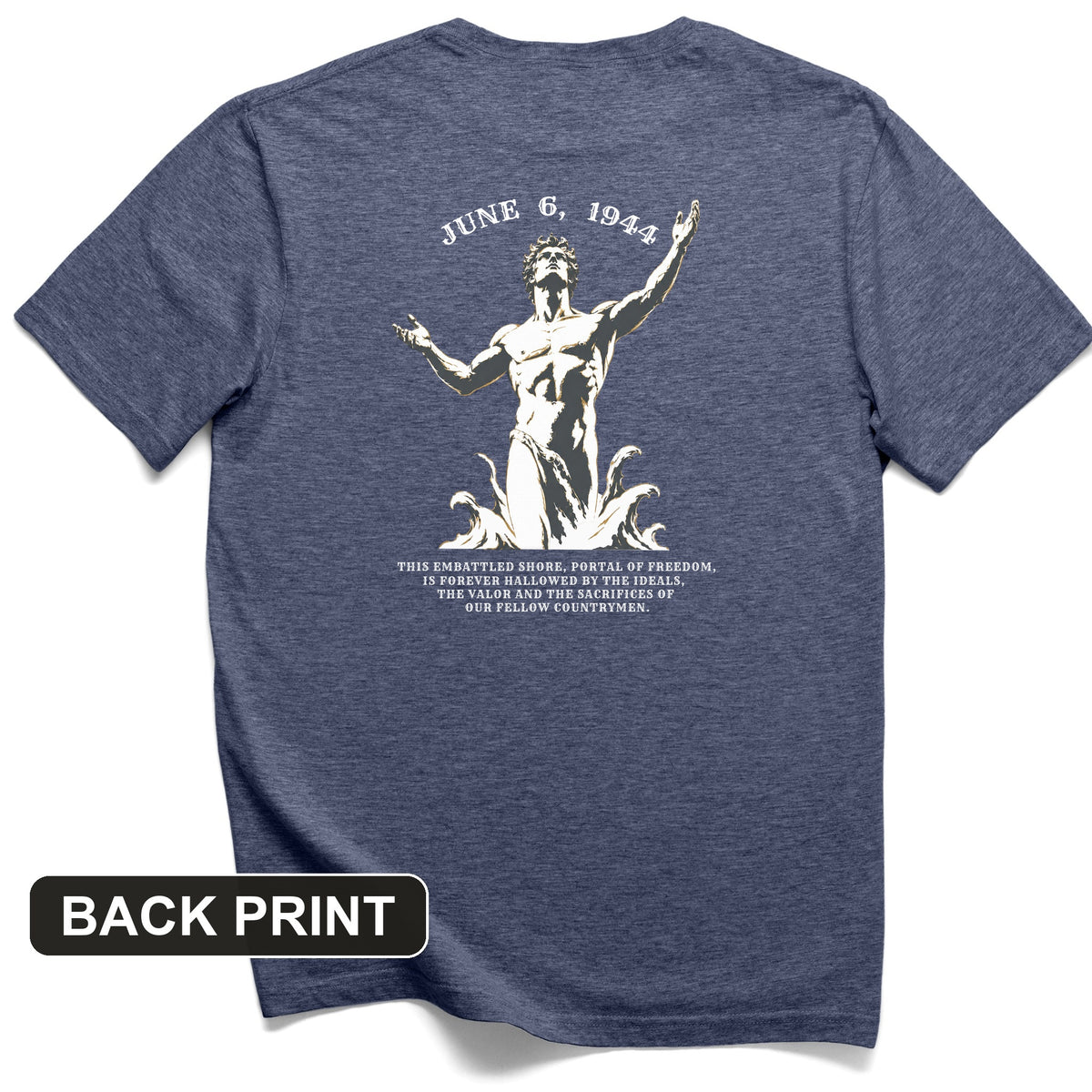 Dday Statue Back Print T-Shirt
