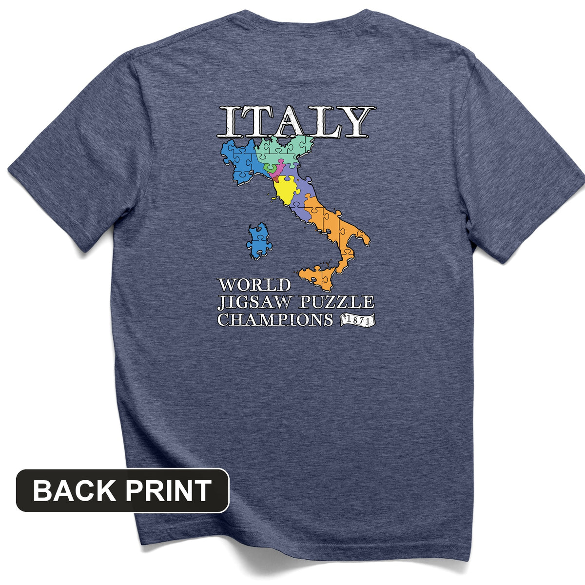 Italy Jigsaw Puzzle Back Print T-Shirt