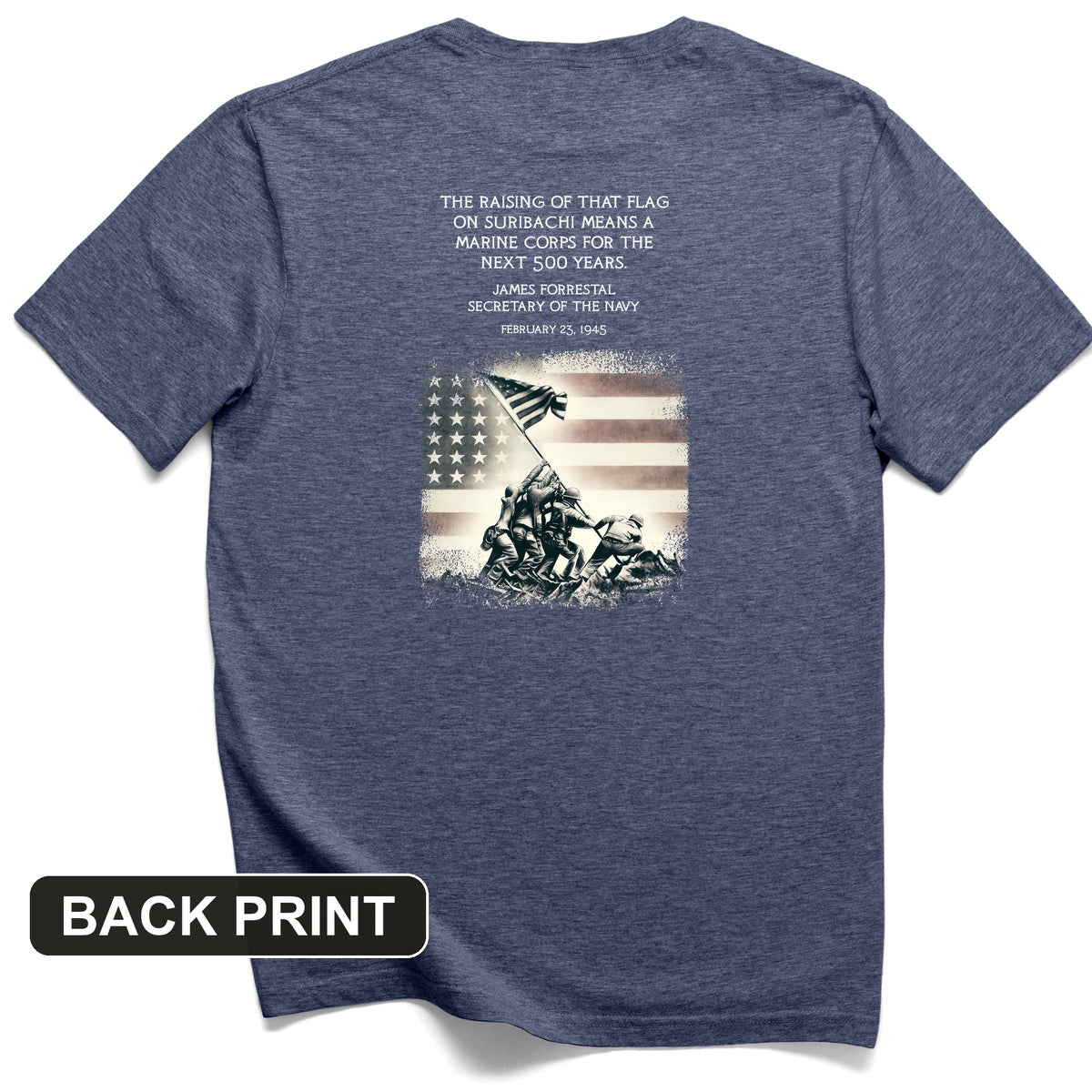 Iwo Jima Flag Back Print T-Shirt
