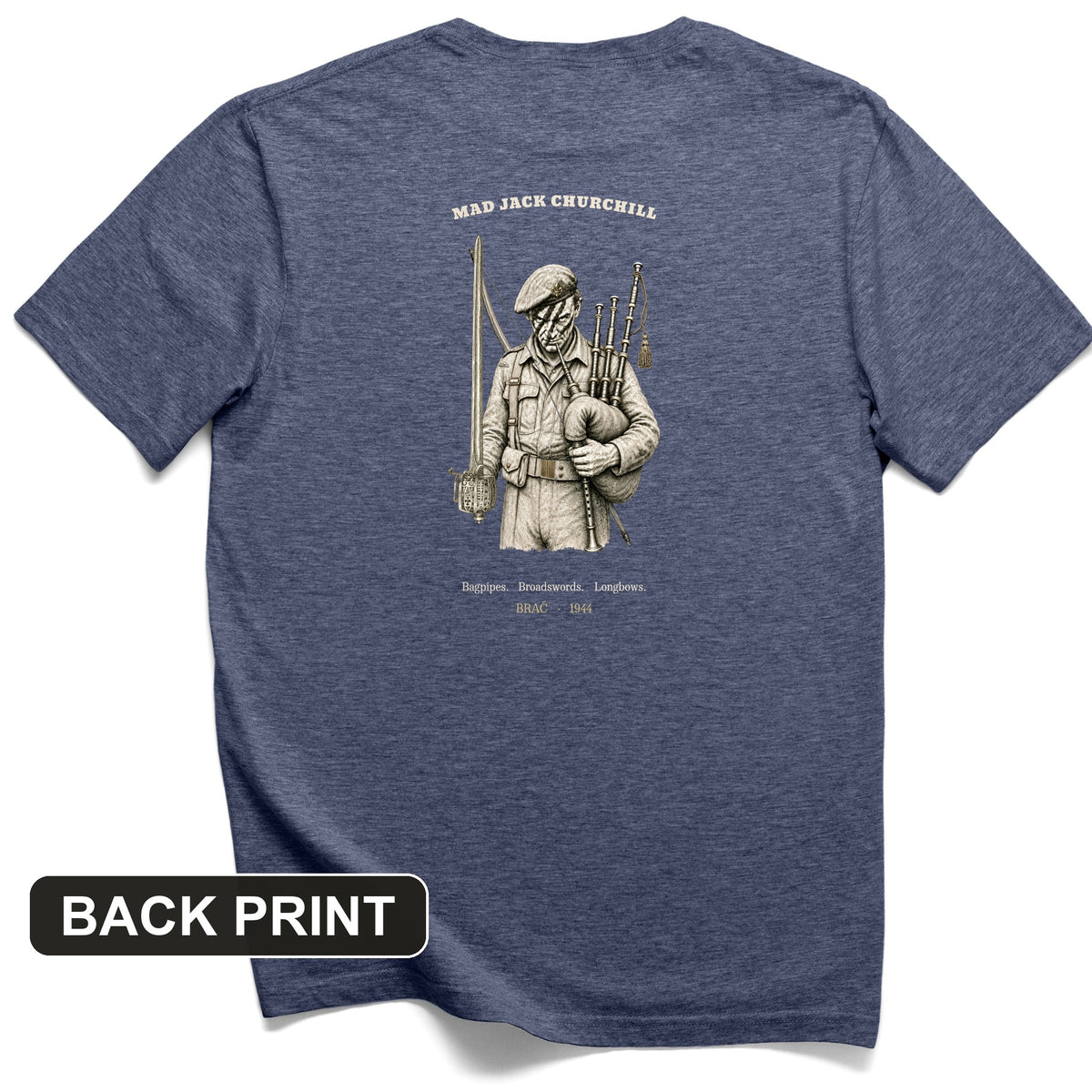 Mad Jack Churchill Back Print T-Shirt