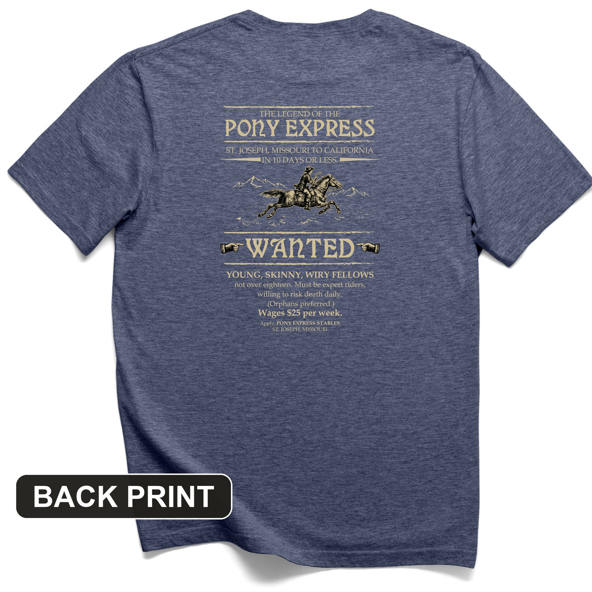 Pony Express Poster Back Print T-Shirt