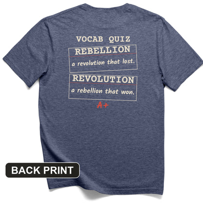 Rebellion Vs Revolution Flash Cards Back Print T-Shirt