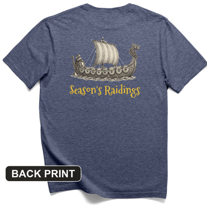 Seasons Raidings Viking Christmas Back Print T-Shirt