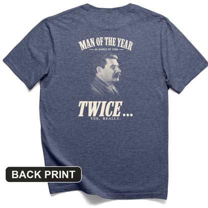 Stalin Man Of The Year Twice Back Print T-Shirt