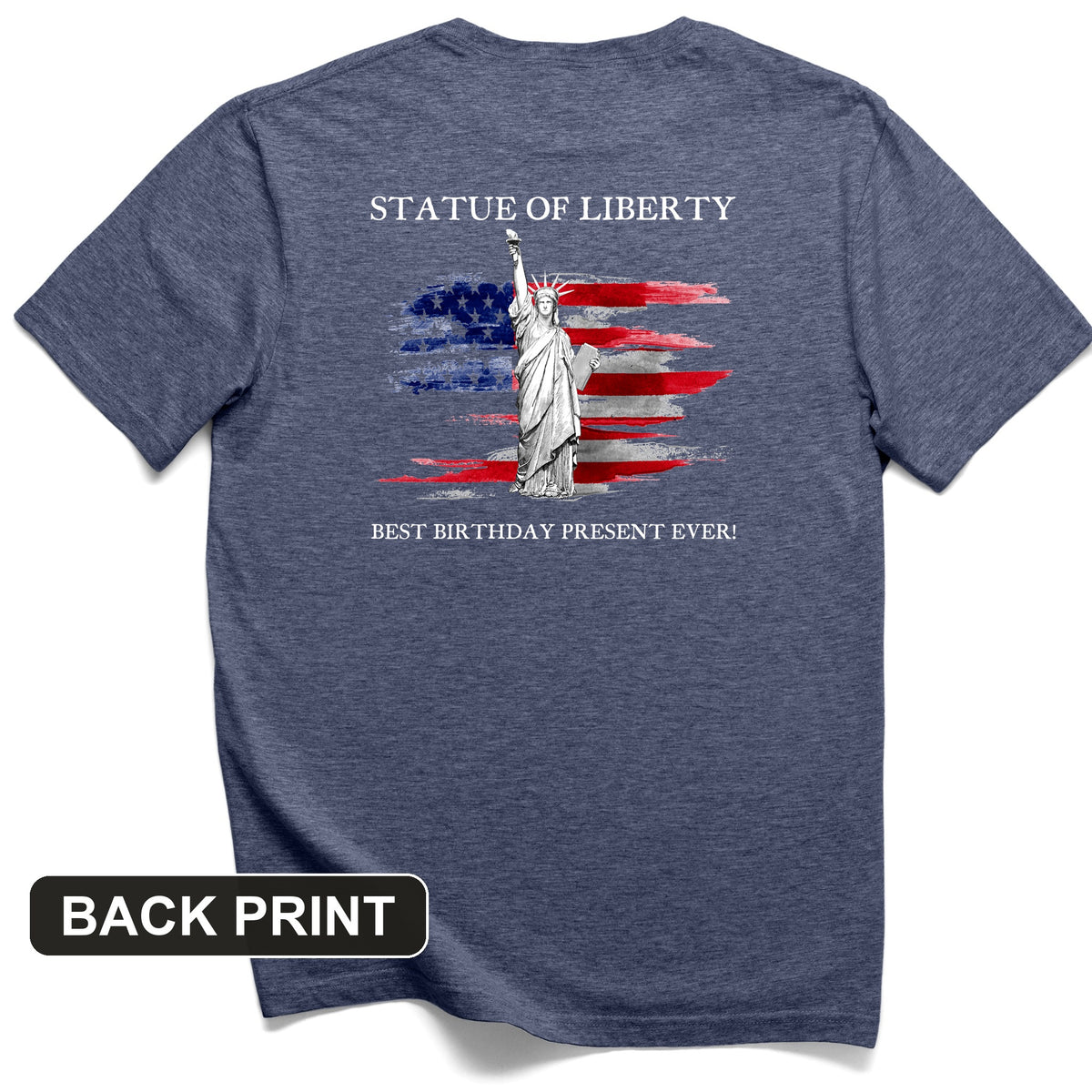 Statue Of Liberty Back Print T-Shirt
