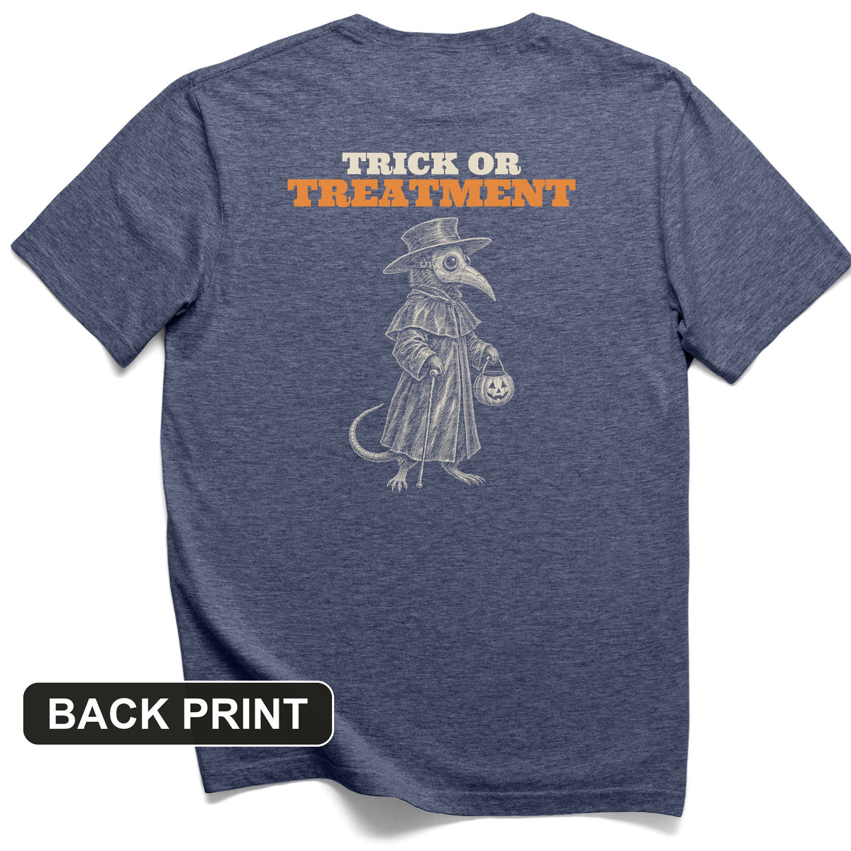 Trick Or Treatment Plague Rat Back Print T-Shirt