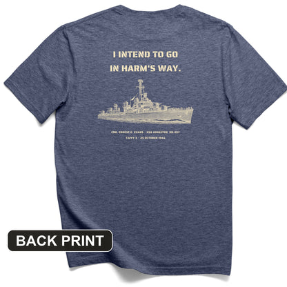 USS Johnston In Harm's Way Back Print T-Shirt