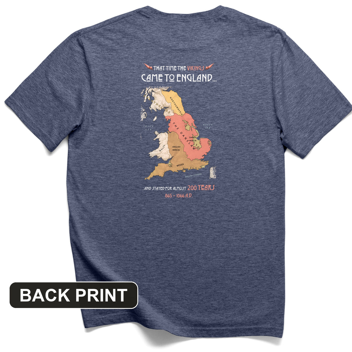 Vikings In England Back Print T-Shirt