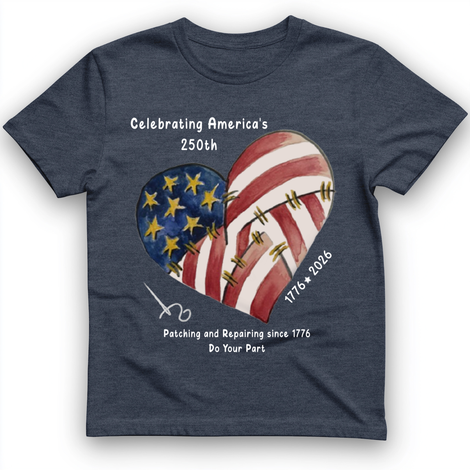 250th Heart T-Shirt Heather Navy / S