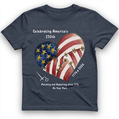 250th Heart T-Shirt Heather Navy / S