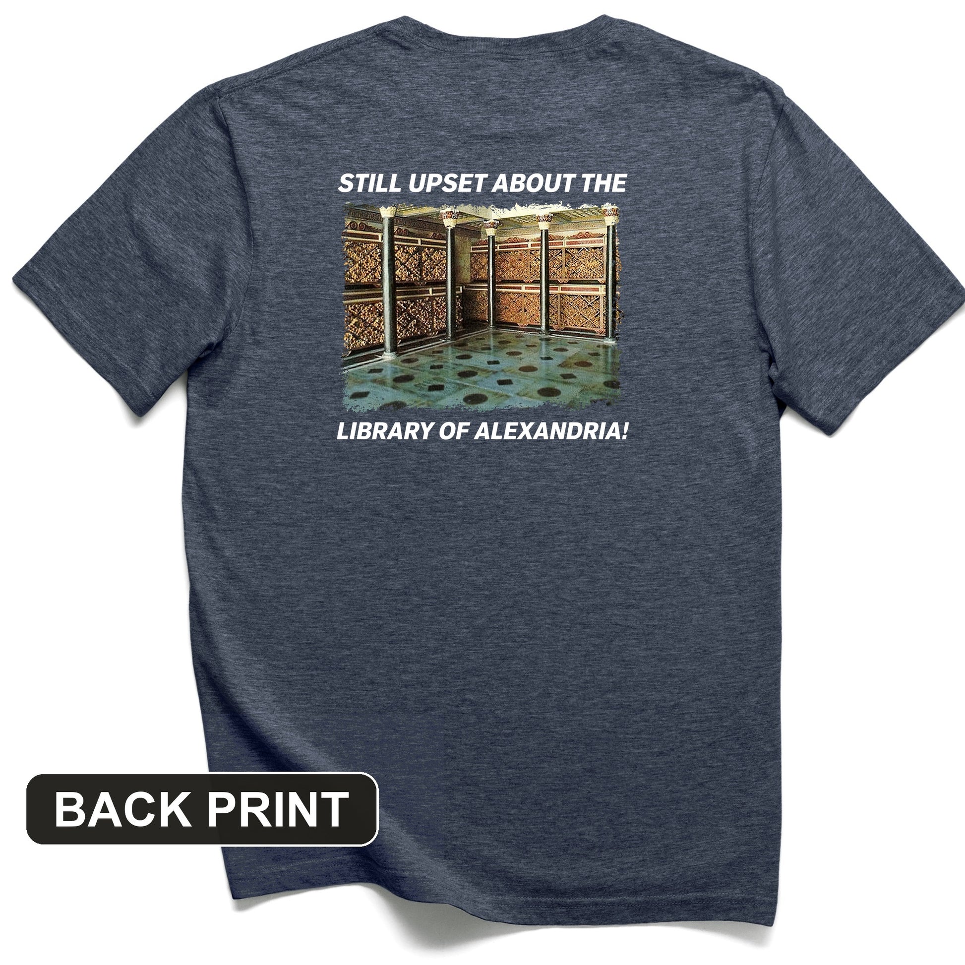 Library Of Alexandria Back Print T-Shirt