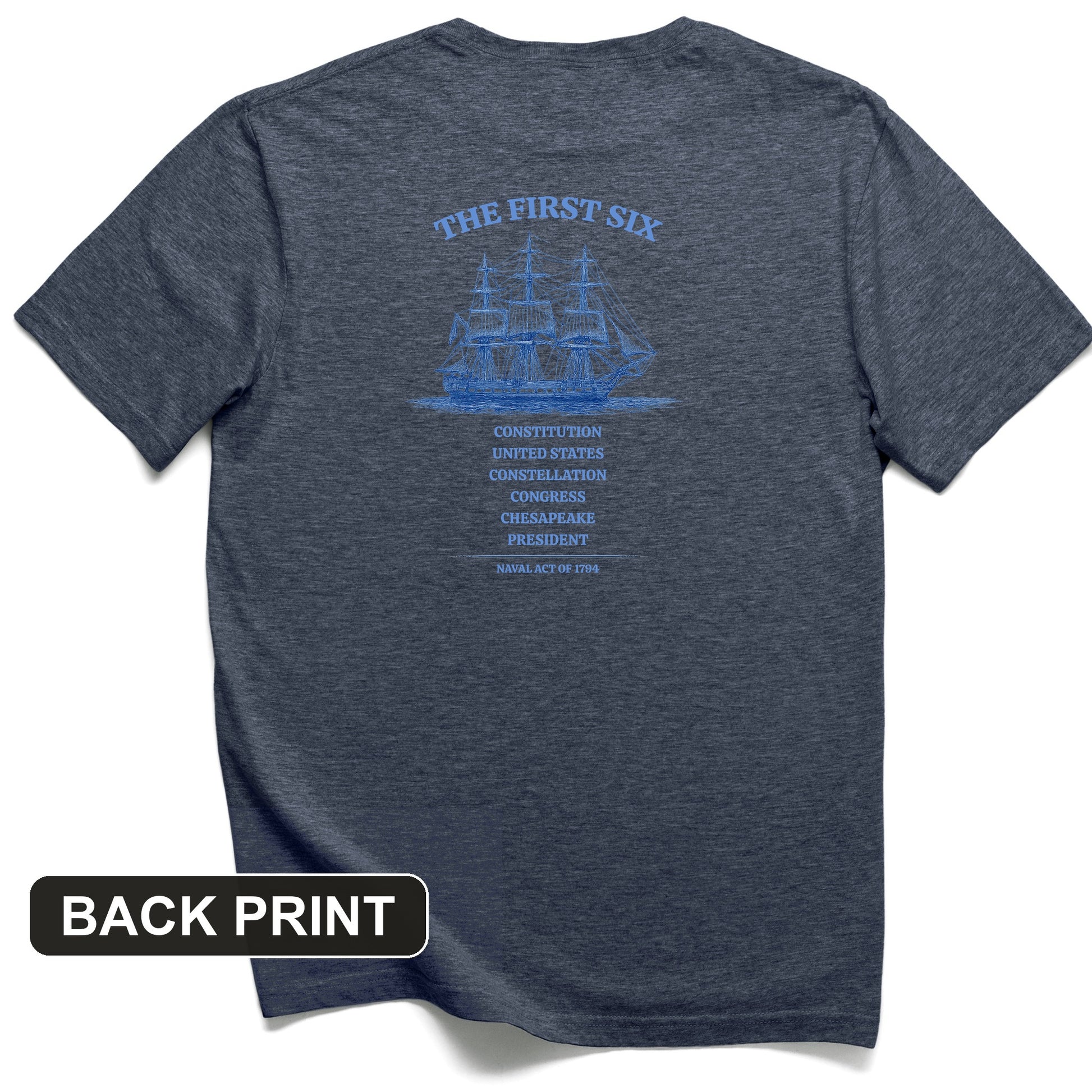 Six Frigates Back Print T-Shirt