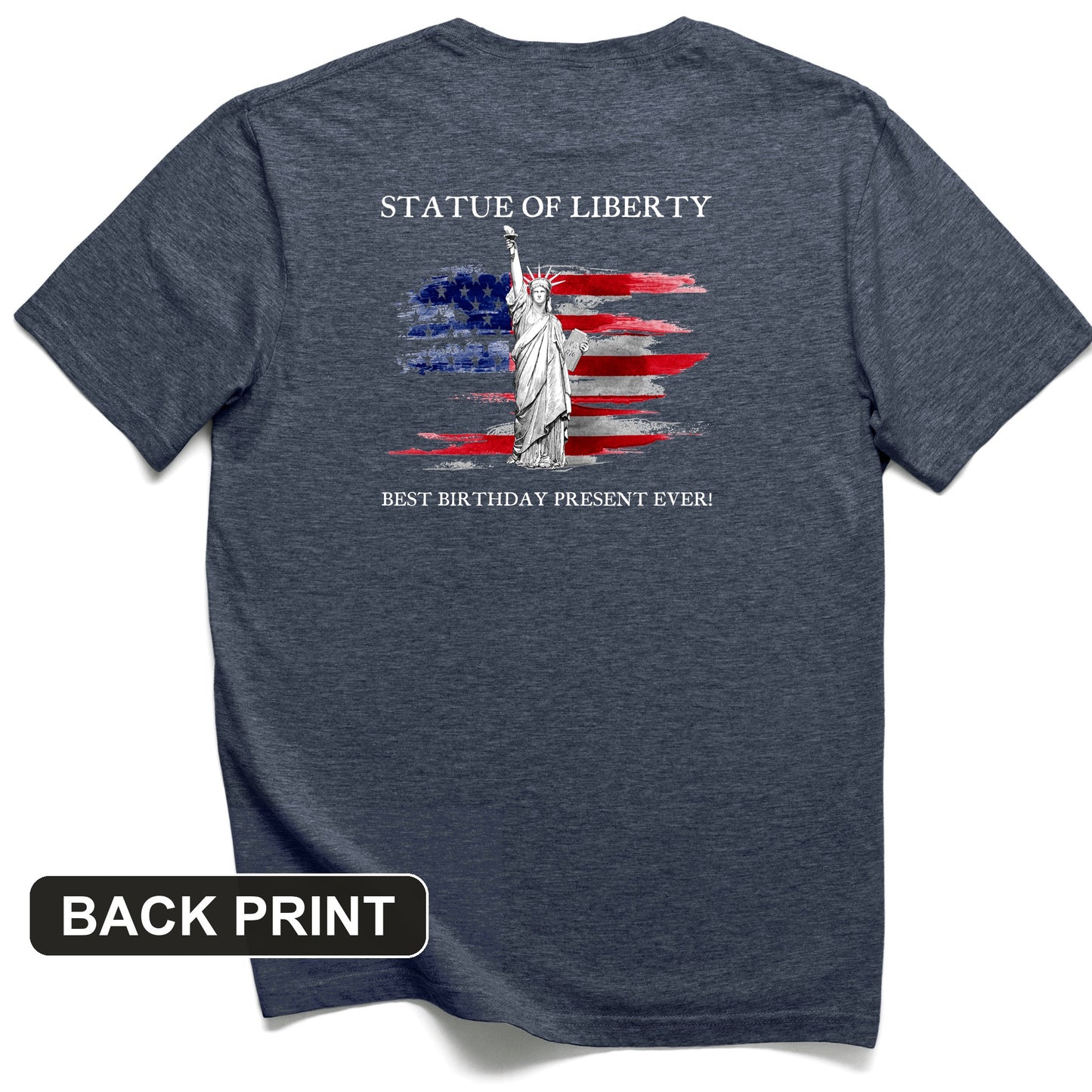 Statue Of Liberty Back Print T-Shirt