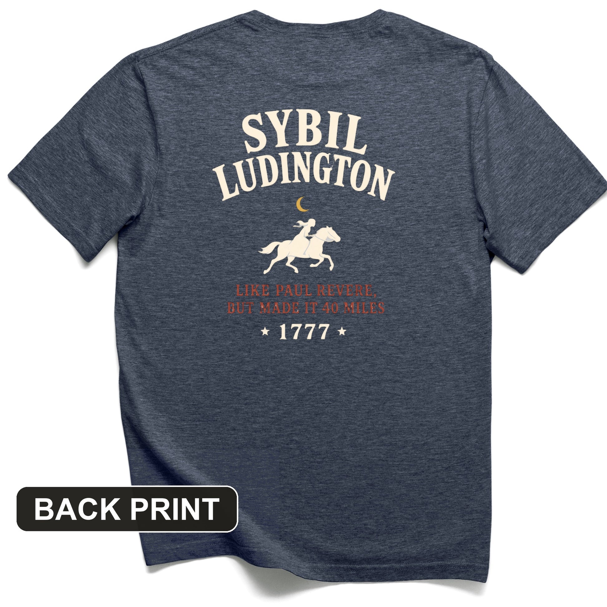 Sybil Ludington Back Print T-Shirt