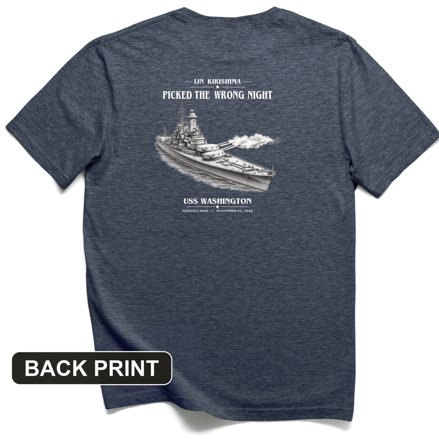 USS Washington at Guadalcanal Back Print T-Shirt