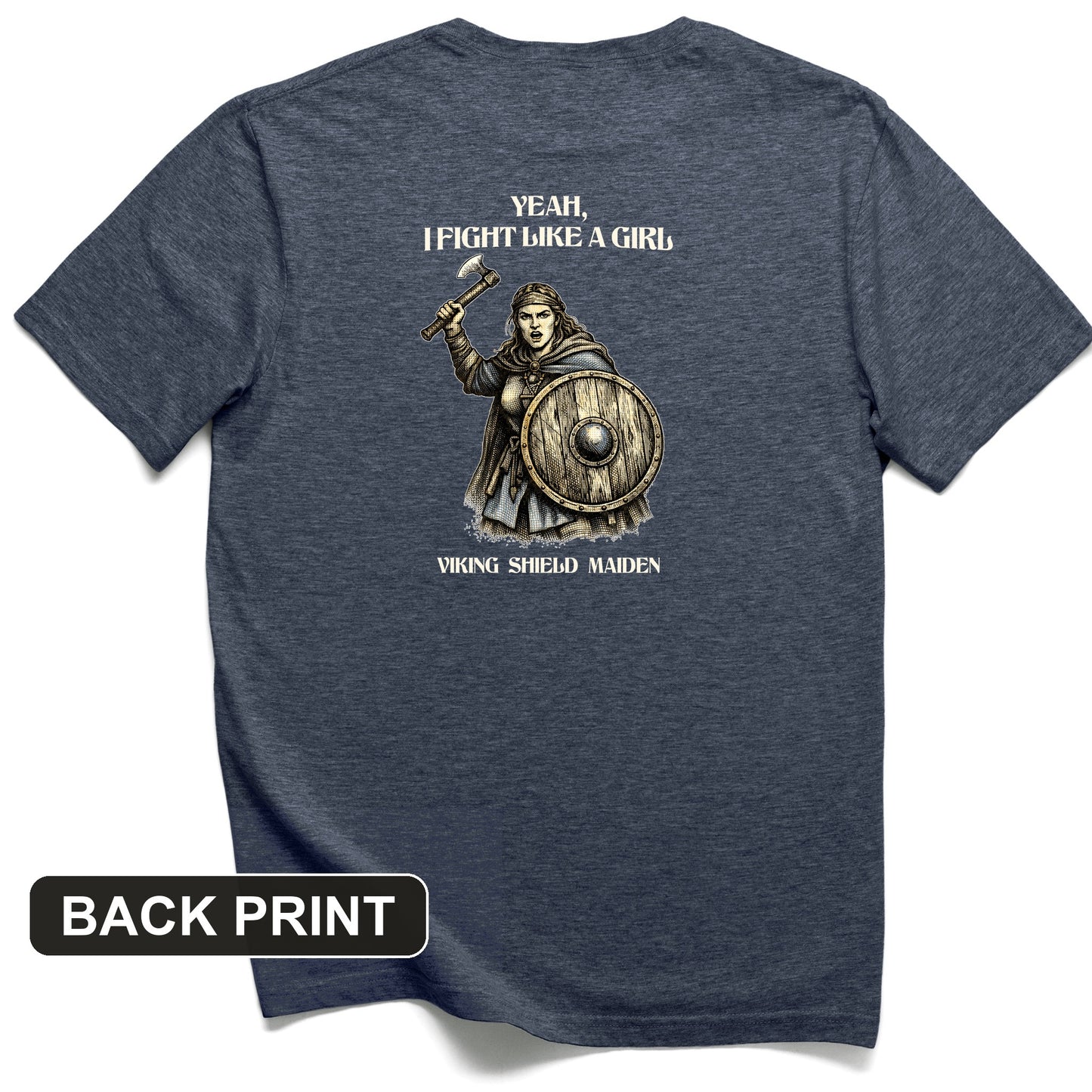 Viking Shield Maiden Back Print T-Shirt