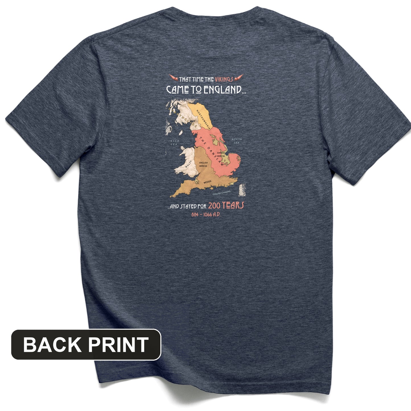Vikings In England Back Print T-Shirt