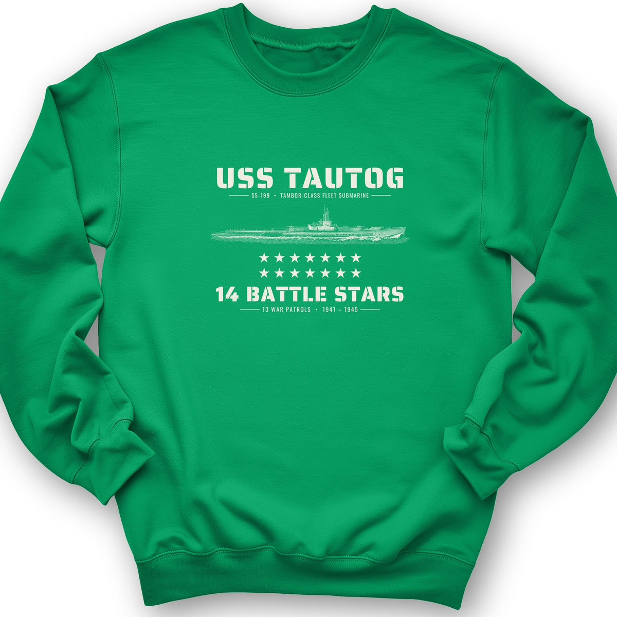 USS Tautog 14 Battle Stars Crewneck