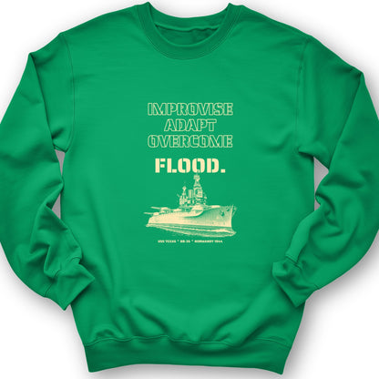 USS Texas - Improvise Adapt Overcome Flood Crewneck