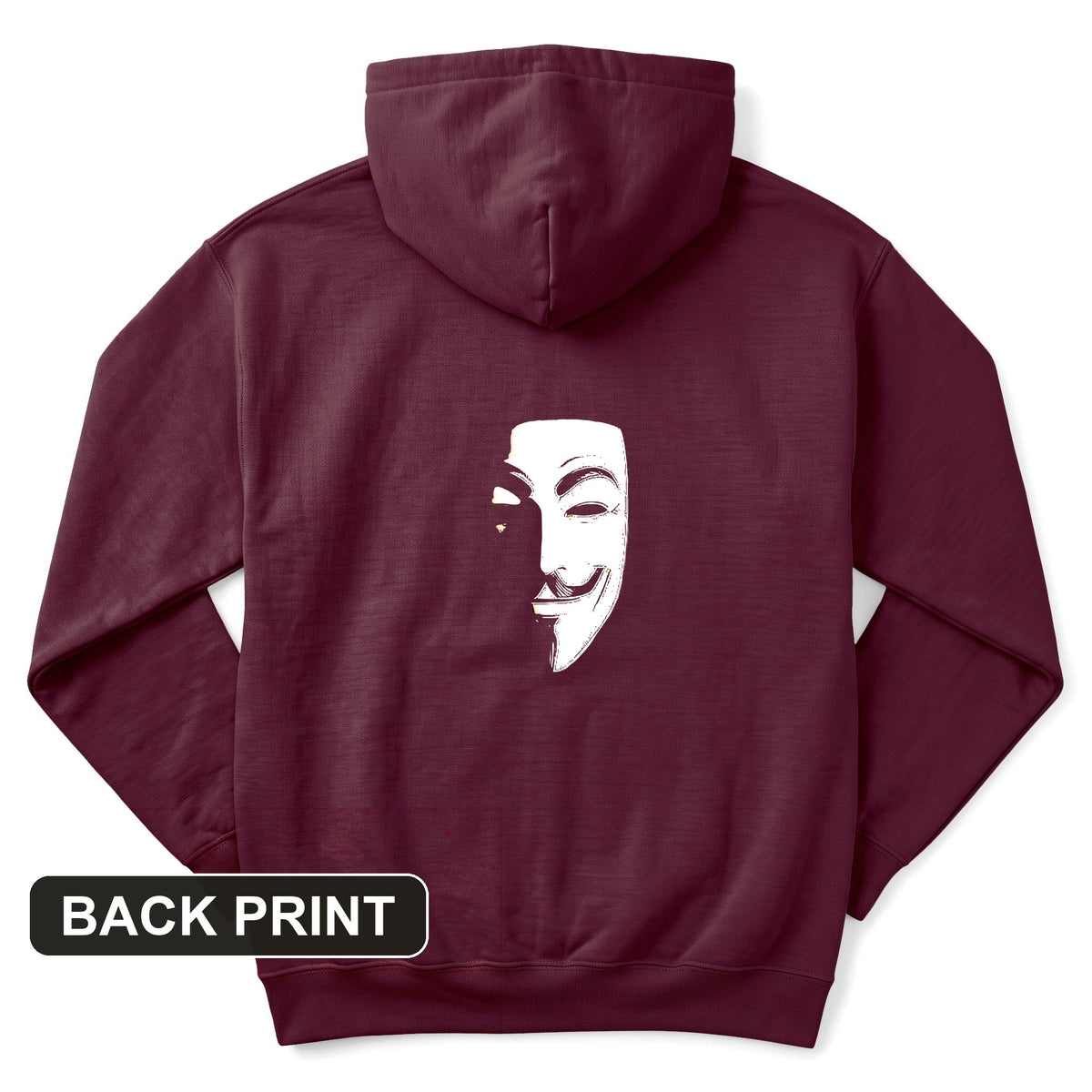 Guy Fawkes Mask Back Print Hoodie