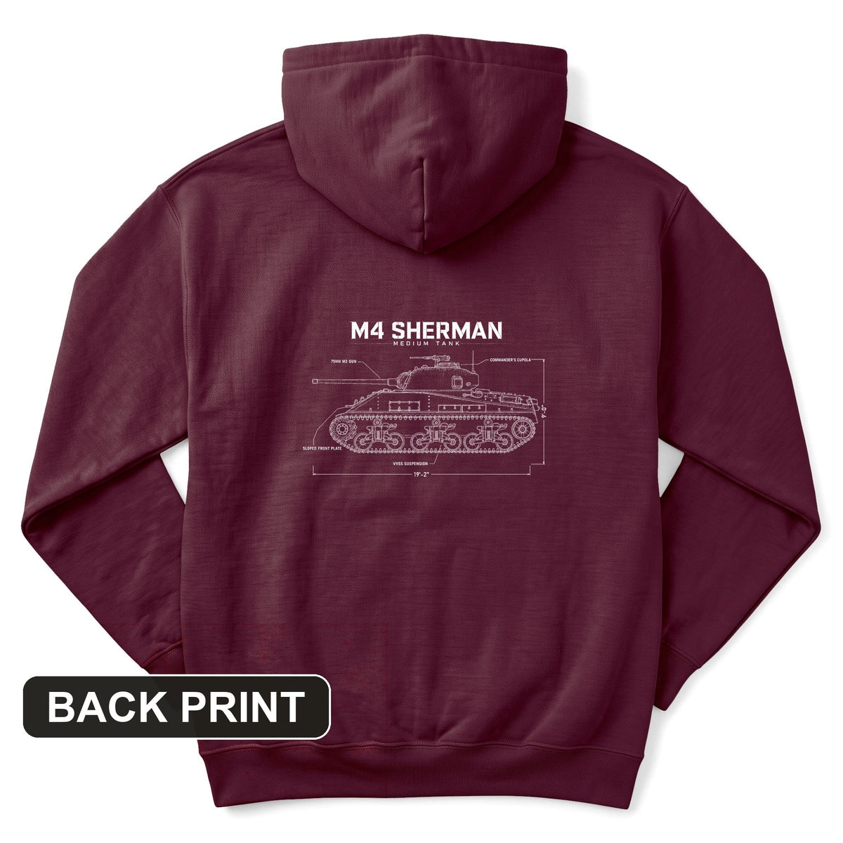 M4 Sherman Blueprint Back Print Hoodie