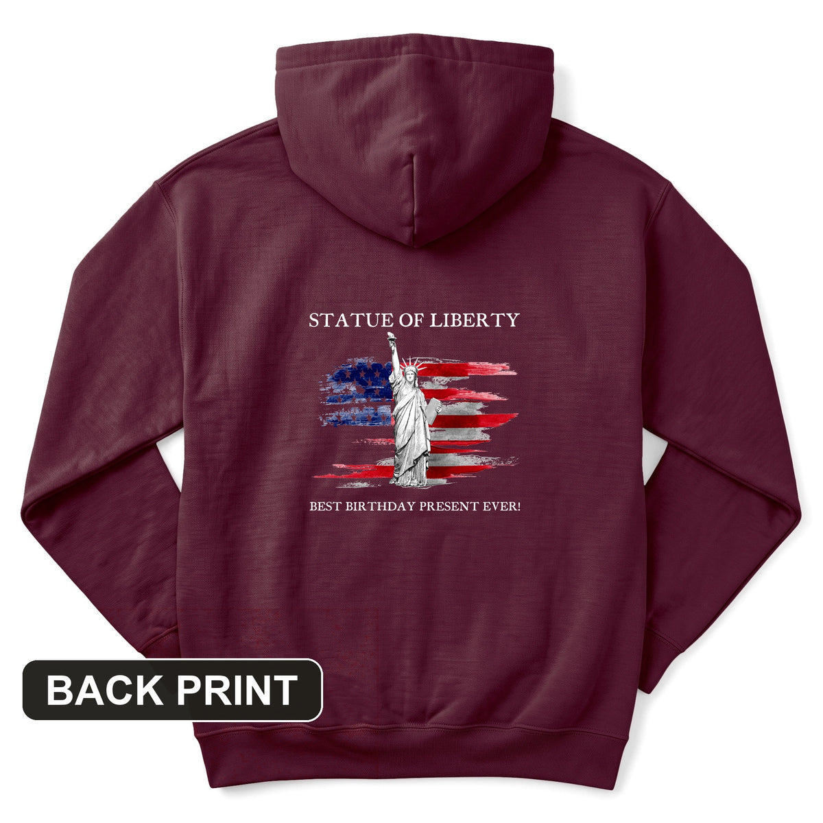 Statue Of Liberty Back Print Hoodie