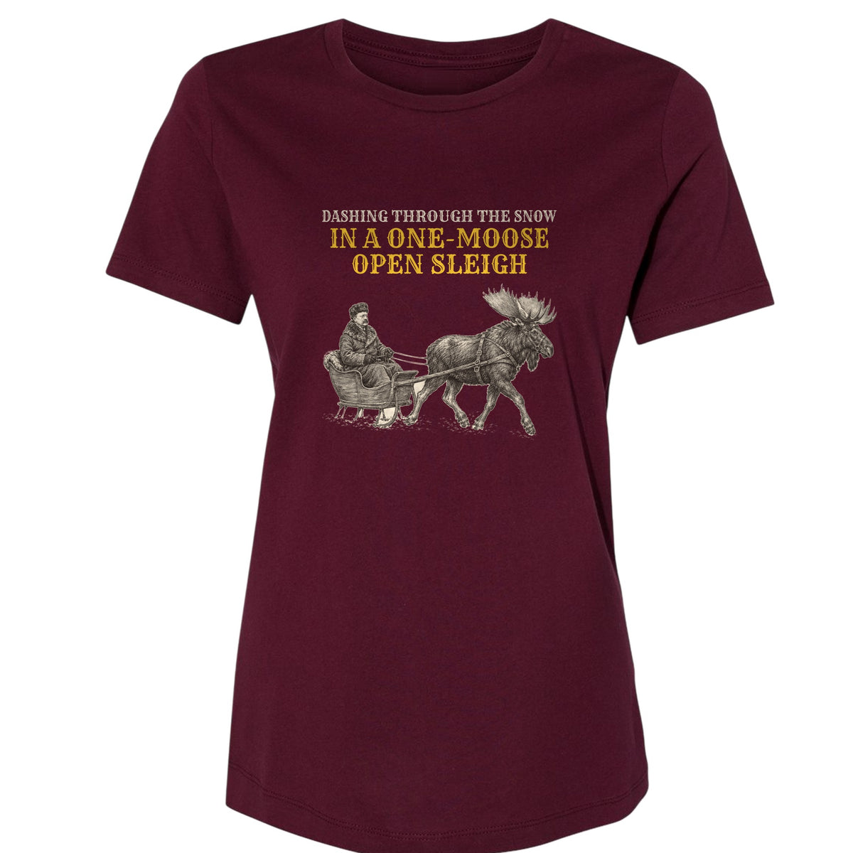 Teddy Roosevelt One Moose Open Sleigh Women's T-Shirt
