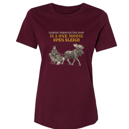 Teddy Roosevelt One Moose Open Sleigh Women's T-Shirt