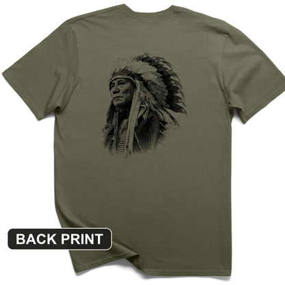 Chief Hollow Horn Bear Back Print T-Shirt